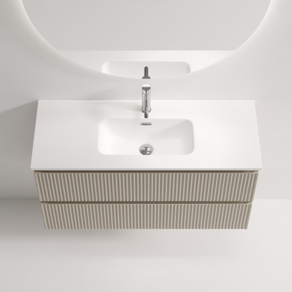 Тумба под раковину подвесная Sancos Snob R 100 см beige soft SNR100/39CE (детальная фотография), моноблок