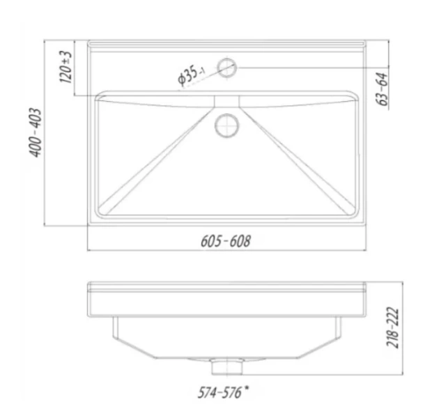 Раковина Santek Миранда 60 см прямоугольная 1WH302421 (детальная фотография), современные, hi-tech