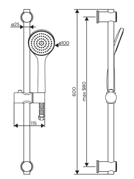Душевой гарнитур Dorff Comfort черный D0108000BL (детальная фотография), душевые гарнитуры