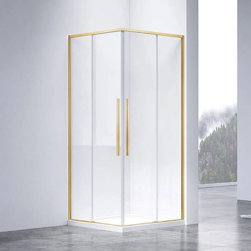 Душевой уголок Vincea Slim-N 100х90 см профиль брашированное золото - фото 5
