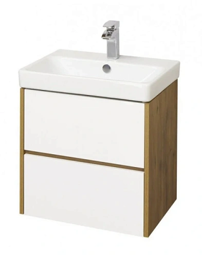 Тумба с раковиной подвесная Акватон Сканди 55 см белая/дуб рустикальный - фото 2