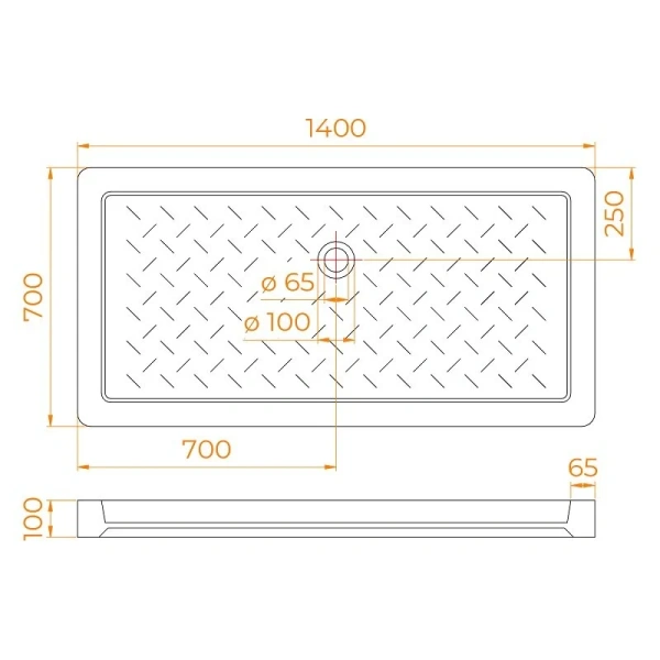Душевой поддон RGW Ceramics RGW CR-147 19170374-01 140х70 (детальная фотография), низкие до 15 см