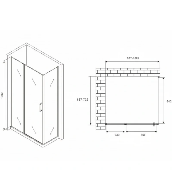 Душевой уголок Abber Sonnenstrand 100x70 см стекло матовое AG04100MS-S70M (детальная фотография), прямоугольные