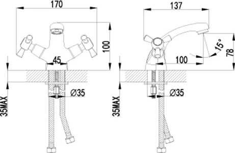 Смеситель для  раковины, хром Lemark Contour LM7406C (детальная фотография), для раковины