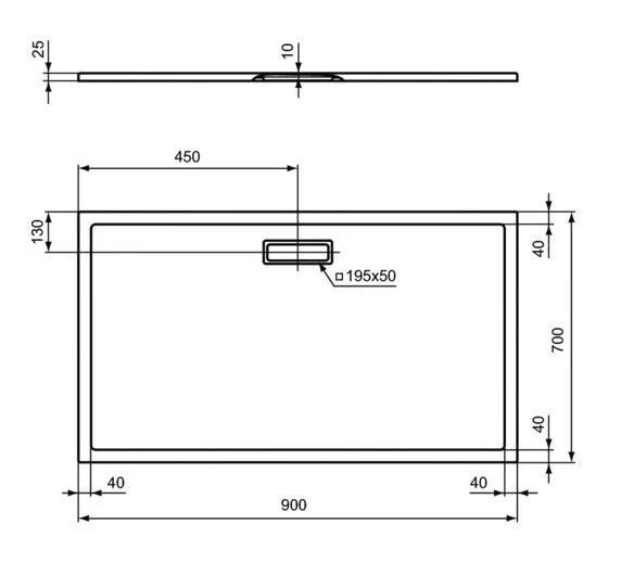 Душевой поддон Ideal Standard Ultraflat New 90x70 см евробелый T447401 (детальная фотография), низкие до 15 см