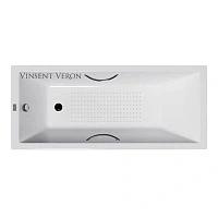 Чугунная ванна Vinsent Veron Square VSQ1707545H/E60327CH-AS, 170 x 75 см, с антискользящим покрытием, ручки хром, цвет белый