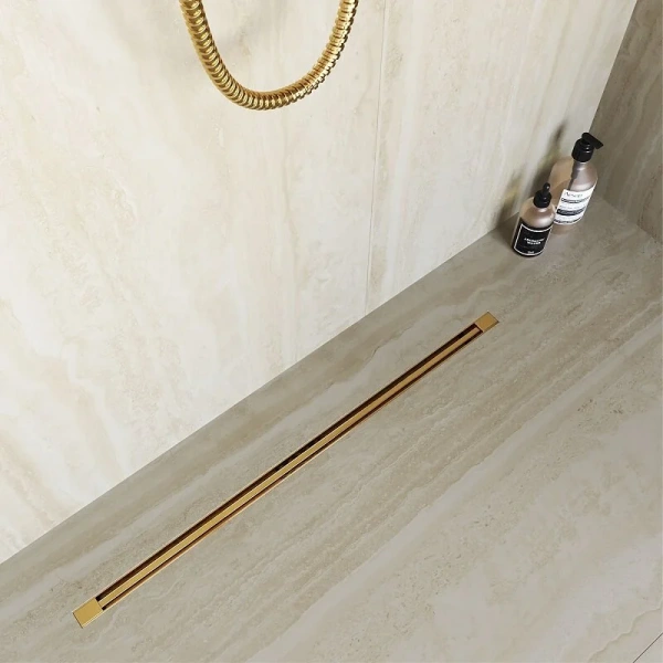 Душевой трап RGW SDR-55Gb 80 см золото Brush 79215580-06 (детальная фотография), с сухим затвором, с мокрым затвором