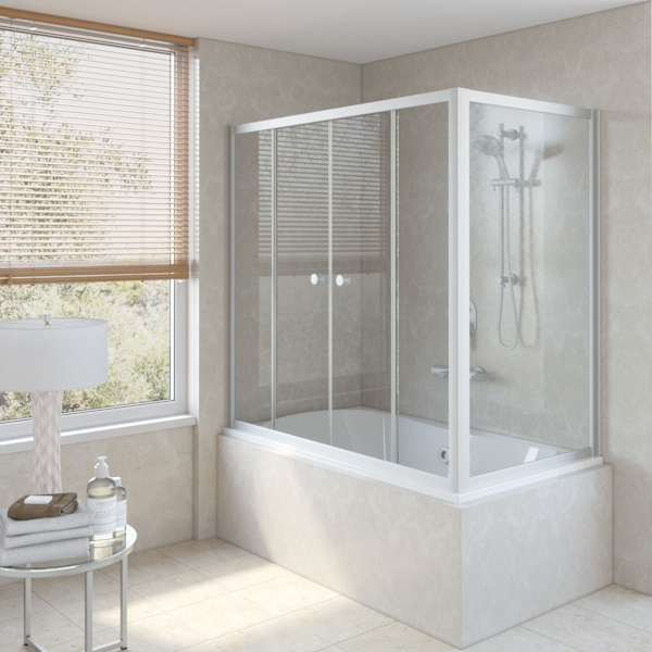 Душевая шторка на ванную профиль матовый хром стекло прозрачное Vegas-glass Z2V+ZVF 160*75 07 01 (детальная фотография)