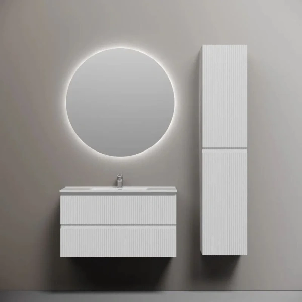 Тумба под раковину подвесная Sancos Snob R 90 см Bianco SNR90W (детальная фотография), подвесная, пристенная