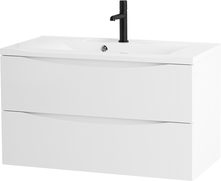 Тумба под раковину подвесная BelBagno Marino 100 см с двумя выкатными ящиками, bianco lucido MARINO-1000-2C-SO-BL-P (детальная фотография)