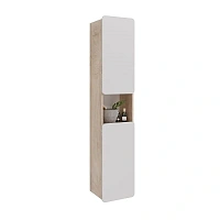 Шкаф-пенал подвесной Lemark Olivia 35 см белый глянец/дуб кантри