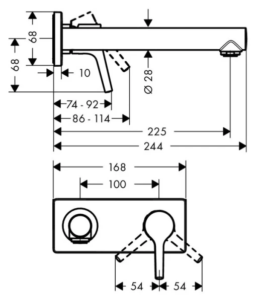 Смеситель для раковины Hansgrohe Talis S настенный 72111000 (детальная фотография), для раковины