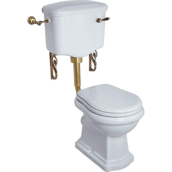 Унитаз напольный с высоким бачком Migliore Bella 2062 с золотой фурнитурой (детальная фотография)