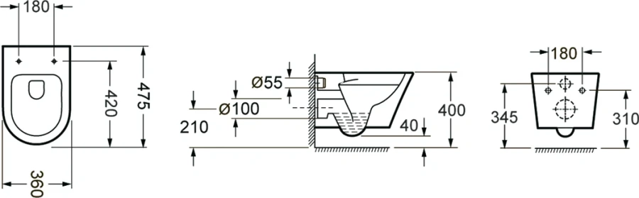 Унитаз подвесной Lavinia Boho Biore безободковый 330402CR (детальная фотография), фарфор, керамика index_3