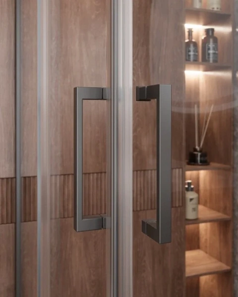 Душевой уголок Cezares Molveno 120х90 см стекло прозрачное профиль оружейная сталь MOLVENO-AH-21-90+30-C-GM-IV (детальная фотография), 120х90