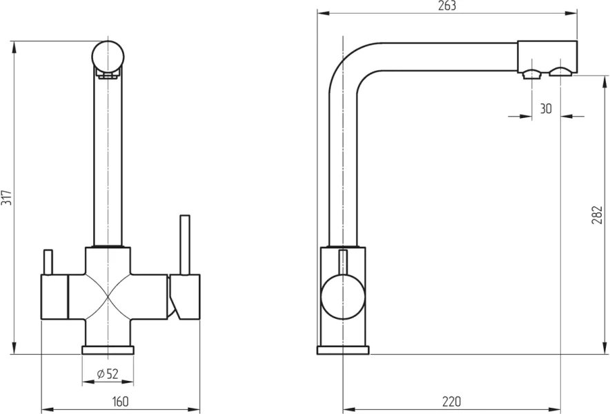 Смеситель для кухни Migliore Fortis хром 26618 (детальная фотография), высокие, из латуни, округлая форма, для питьевой воды с фильтром
