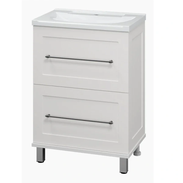 Тумба под раковину напольная Misty Марта 60 см белая П-Мрт07060-011Пр (детальная фотография), моноблок