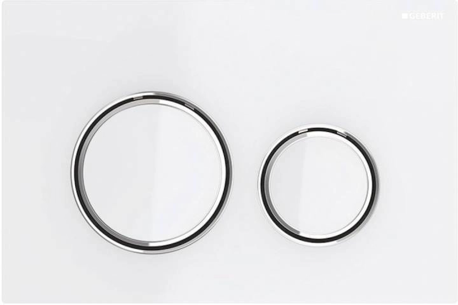 Клавиша смыва Geberit Sigma 21 белая/кольца хром 115.884.SI.1 (детальная фотография)