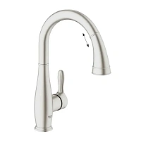 Смеситель для кухни с выдвижным изливом суперсталь Grohe Parkfield 