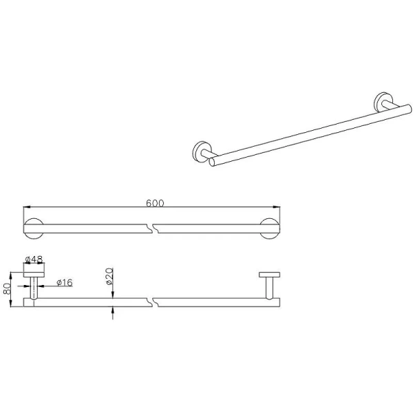Полотенцедержатель Акватек Вега черный AQ4014MB (детальная фотография), современные, hi-tech