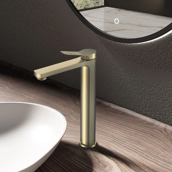 Смеситель для раковины Vincea Arco брашированное золото VBF-4AR02BG (детальная фотография), современные, hi-tech