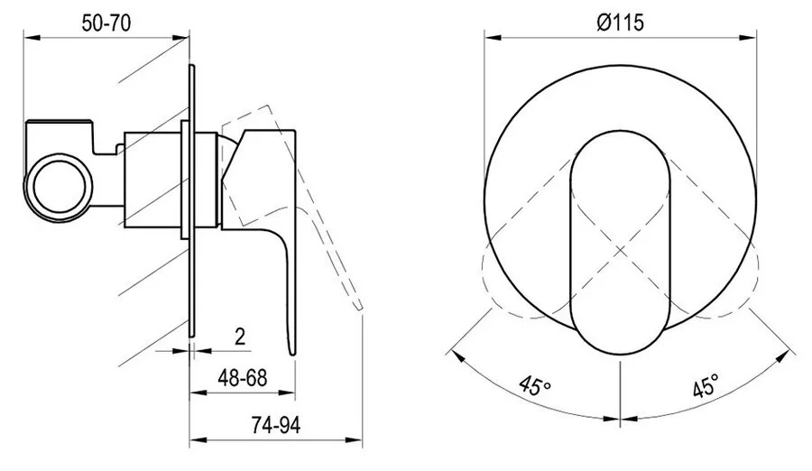 Смеситель для душа Ravak Eleganta X070 латунь (детальная фотография), для душа