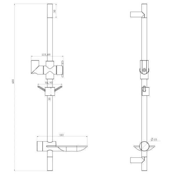 Штанга для душа Lemark хром LM8062C (детальная фотография), штанги для душа