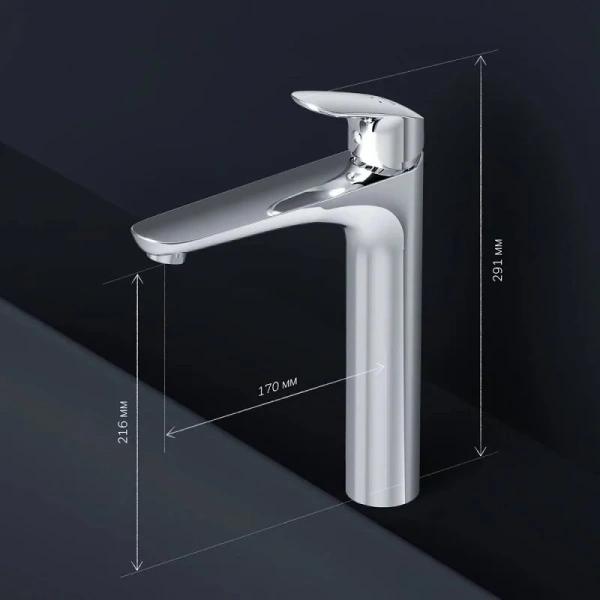 Смеситель для раковины AM.PM Like высокий излив 170 мм хром F8092200 (детальная фотография), современные, hi-tech