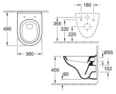 Унитаз подвесной Villeroy & Boch O.novo альпийский белый 5688HR01 (детальная фотография), без бачка, со скрытым бачком
