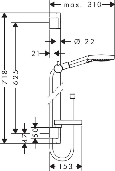 Душевой набор хром-белый Hansgrohe Raindance Select 26632400 (детальная фотография), душевые гарнитуры