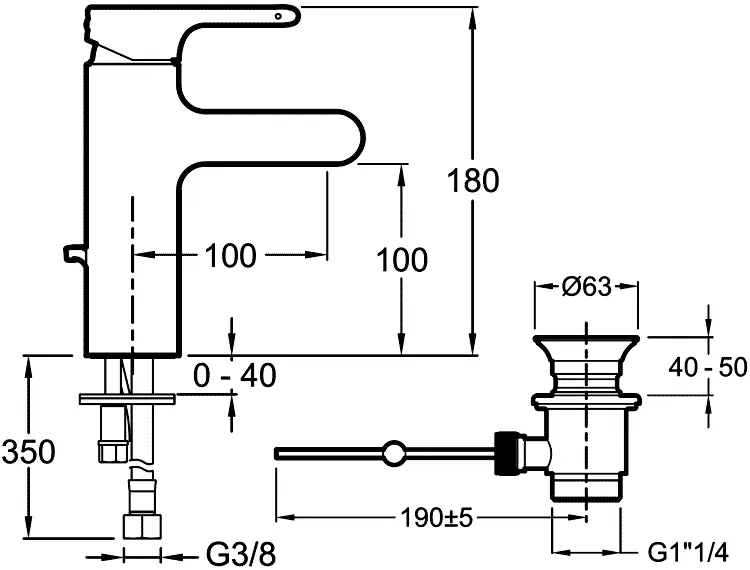 Смеситель для раковины Jacob Delafon Singulier однорычажный E10860-CP (детальная фотография), для раковины