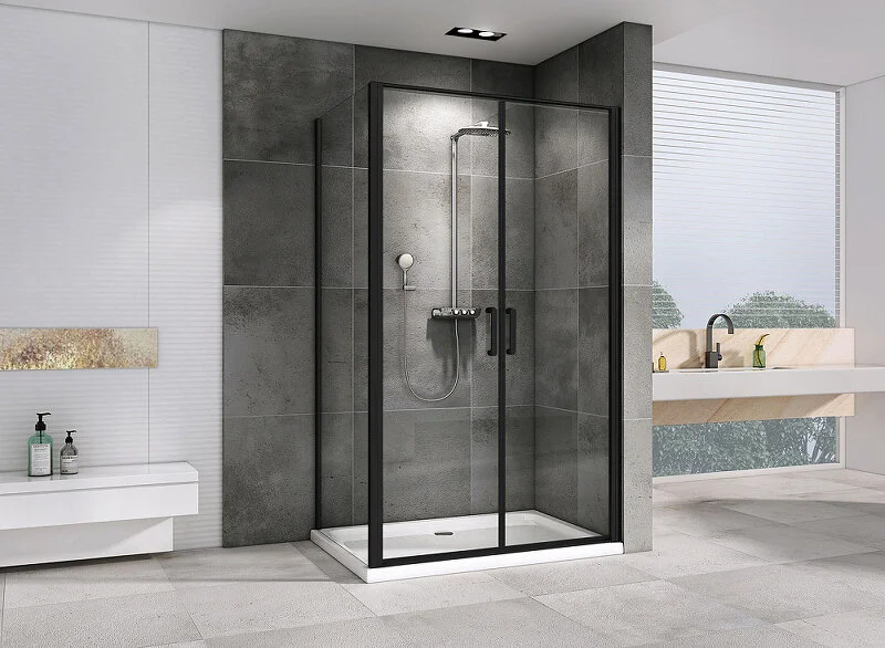 Душевой уголок Abber Sonnenstrand 100х75 см профиль черный, стекло прозрачное AG04100BC-S75B (детальная фотография), черные