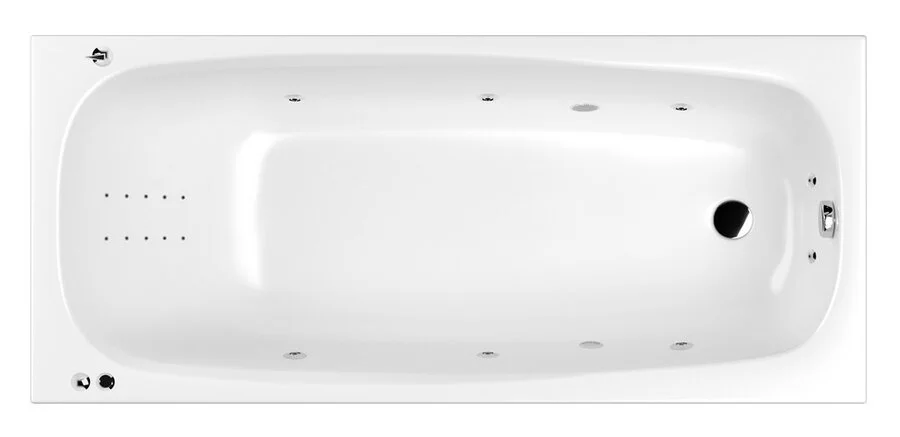 Ванна гидромассажная Whitecross Layla Slim 170 x 75 см, SMART NANO, хром, белый, 0122.170075.100.SMARTNANO.CR (детальная фотография), акриловые