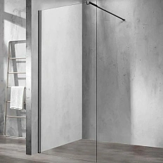 Душевая перегородка Vincea Walk In 110 см профиль вороненая сталь, стекло прозрачное