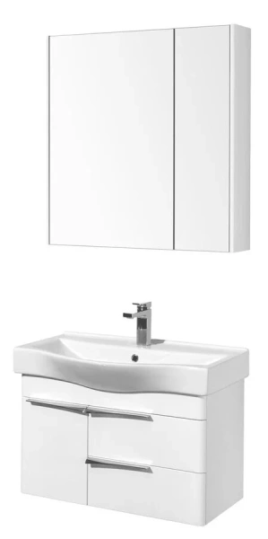 Зеркальный шкаф Акватон Беверли 80 см белый глянцевый 1A237102BV010 (детальная фотография), современные, hi-tech