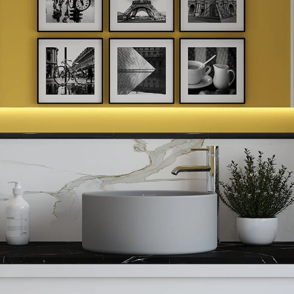 Раковина Aqueduto ESPIRAL 40 см серая матовая ESP0130 (детальная фотография), маленькие, в форме чаши, круглой формы