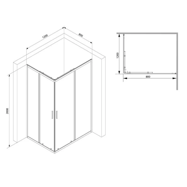 Душевой уголок Am.Pm Gem S 120x80 см профиль черный матовый, стекло прозрачное W93G-404-120280-BT (детальная фотография), прямоугольные