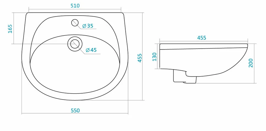 Раковина Santek Бриз 55 см белая 1WH110460 (детальная фотография), современные, hi-tech