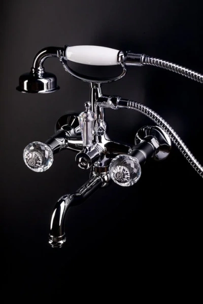 Смеситель для ванны Boheme Flora с душем (детальная фотография), хром, бронза, золото, комбинированные