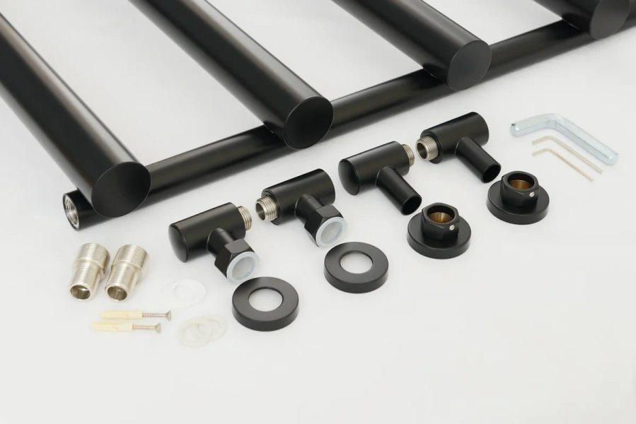 Полотенцесушитель водяной Сунержа Атлант 50х100 см черный матовый 31-0226-1050 (детальная фотография), лесенка, вертикальные