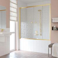 Душевая шторка на ванную профиль золотой стекло фея Vegas-glass