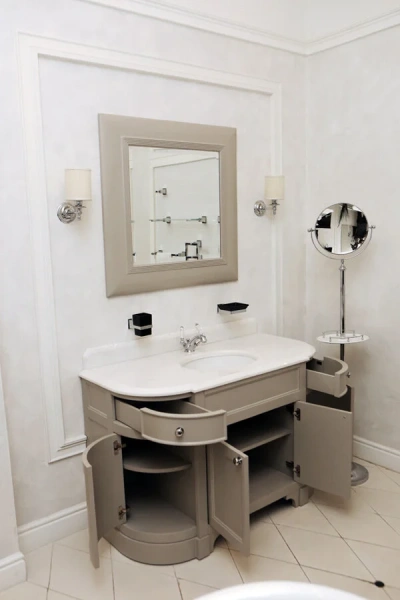 Тумба с мраморной столешницей, цвет полуглянцевый Offwhite, мрамор Bianco Carrara, Devon&Devon Season EFSEASONOFBI (детальная фотография), по запросу index_2