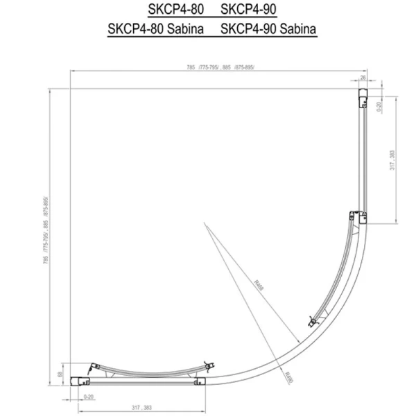 Душевой уголок Ravak Supernova 80x80 см профиль черный, стекло матовое 3114O302ZG (детальная фотография), черные