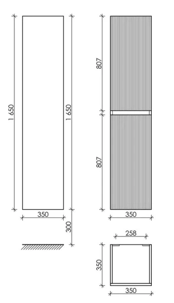 Шкаф-пенал подвесной Sancos Snob T PSNT35 см МДФ (детальная фотография), по запросу