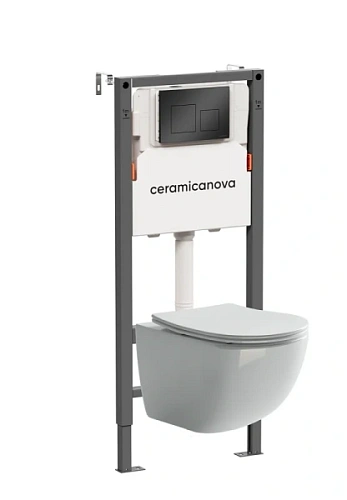 Унитаз с инсталляцией Ceramica Nova Forma кнопка черная матовая - фото 2