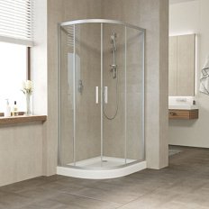 Душевой уголок профиль матовый хром стекло прозрачное Vegas-glass