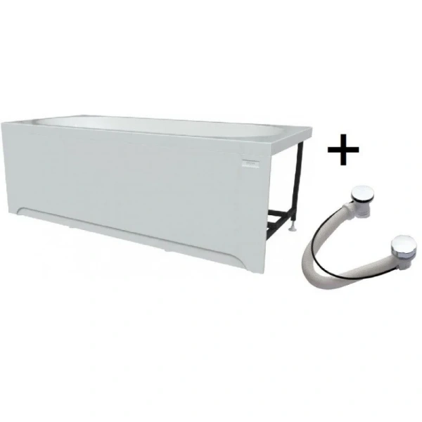 Акриловая ванна Радомир Прованс 1-01-2-0-1-192К, 170 x 80 см, каркас, фронтальный экран, сифон, слив-перелив автомат в комплекте, белая/хром (детальная фотография), без гидромассажа