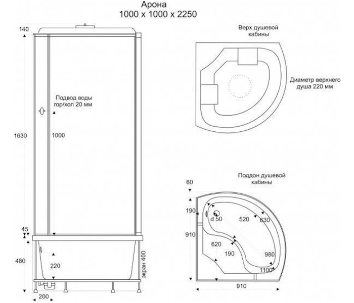 Схема (детальная фотография), четверть круга