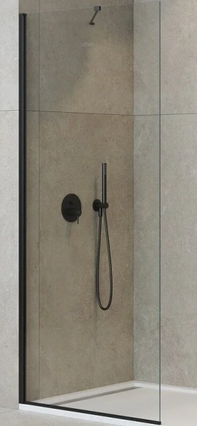 Душевая перегородка Cezares Liberta 80 см стекло прозрачное, профиль черный LIBERTA-L-1-TB-80-C-NERO (детальная фотография)