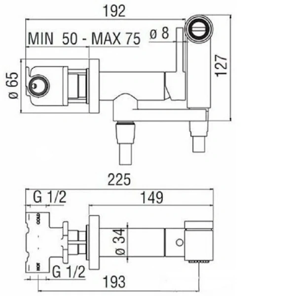 Гигиенический душ со смесителем Nobili inox брашированный AV00600IX (детальная фотография), для туалета